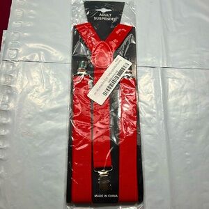 NEW RED suspenders OS adult size party holiday fun stretchy clip ends adjustable